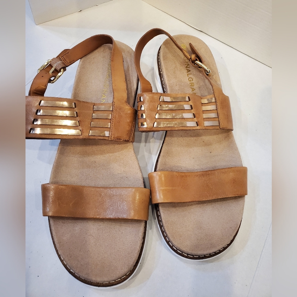 Leather Cole Haan Original Grand Tan Strappy Sandals Sz 9 - Picture 2 of 8